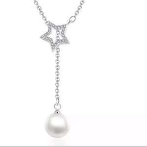925 Sterling Silver Pearl and Star Necklace